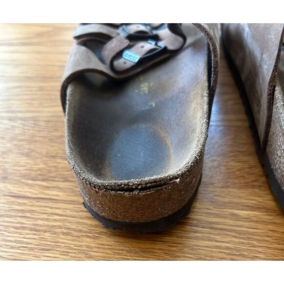 Birkenstock Florida Womens Size 41 W10 M8 Leather Sandals Brown Leather 3 Strap - Picture 8 of 9